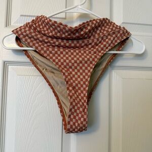 Rust and White High-Waisted Bikini Bottom